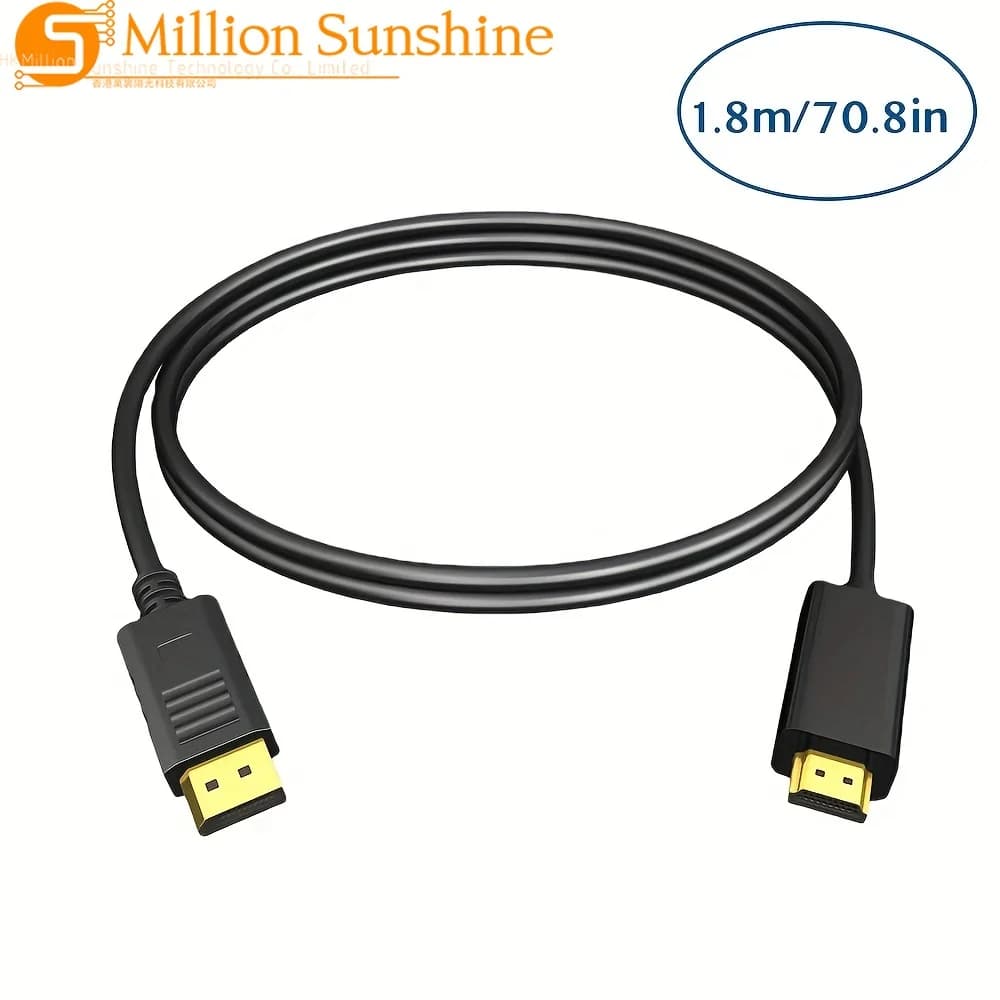 Cavo DisplayPort a HDMI da 1,8 m, cavo DP a HDMI placcato in oro, adattatore da Display Port a HDMI