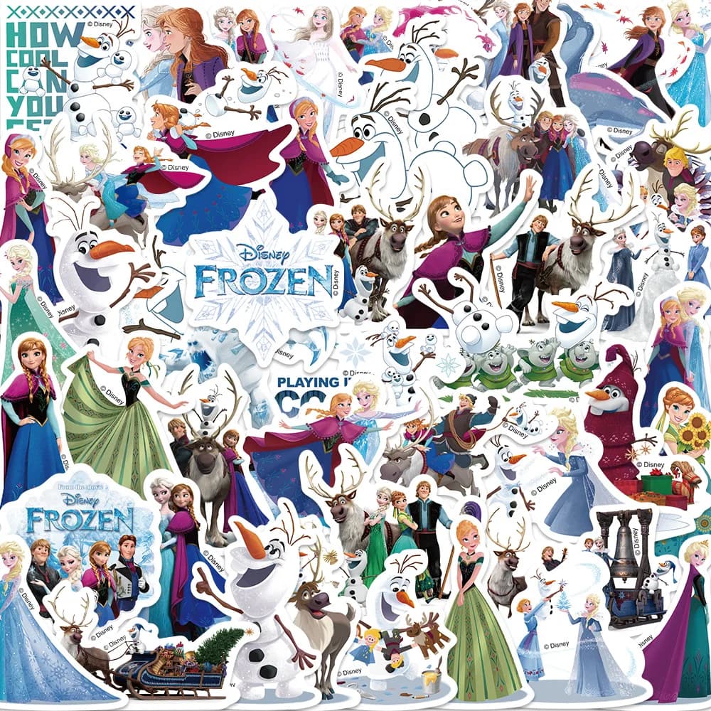 10/30/50PCS Disney Frozen Anna Elsa Movie Stickers For Laptop Phone Cup Guitar Cute Kawaii Cartoon Sticker Pack Kids Toy Decal