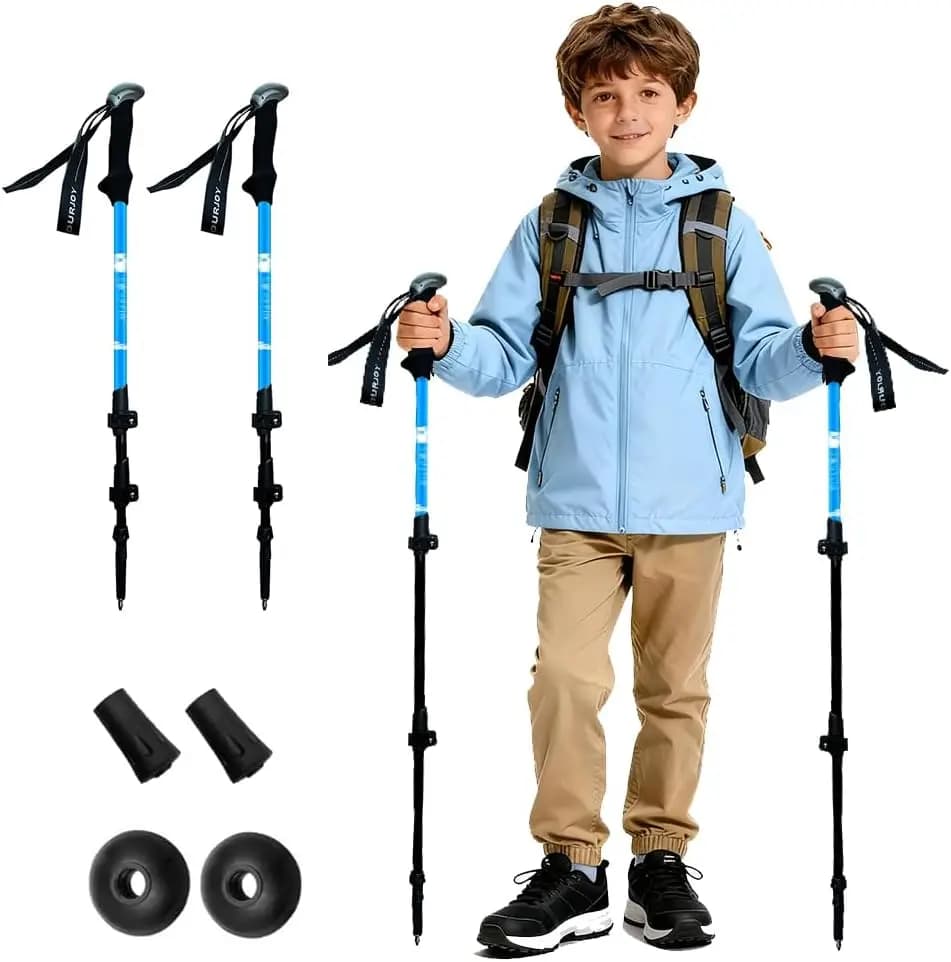 Trekking poles for hiking, pack of 2 light and adjustable aluminum walking sticks for adults and children