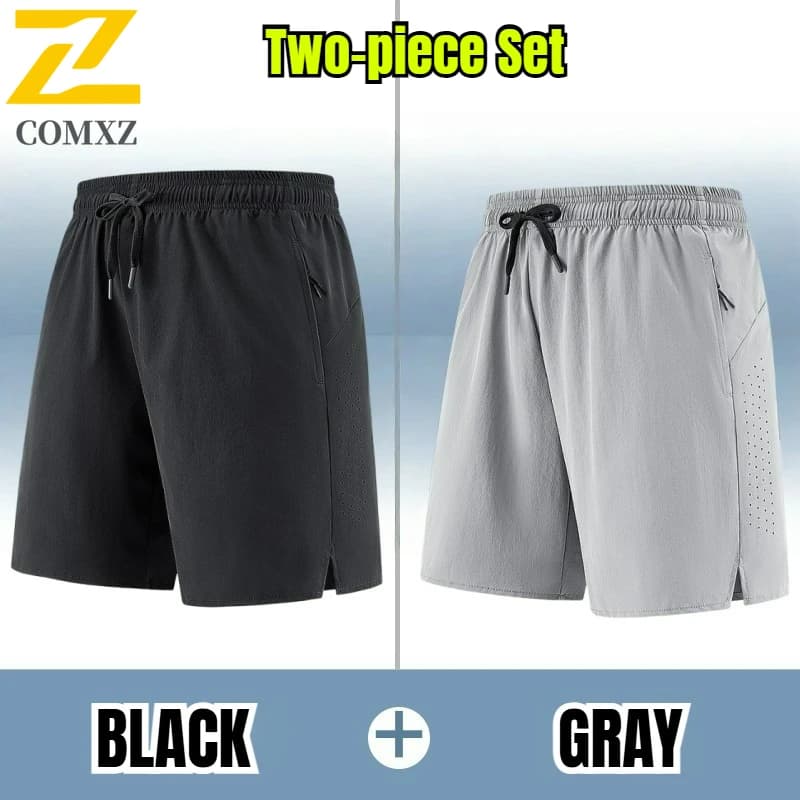 2 Pieces Sports Shorts for Gym, Jogging, Cycling, Casual, Fitness, Golf, Gymnastics, Hiking, Black Pants