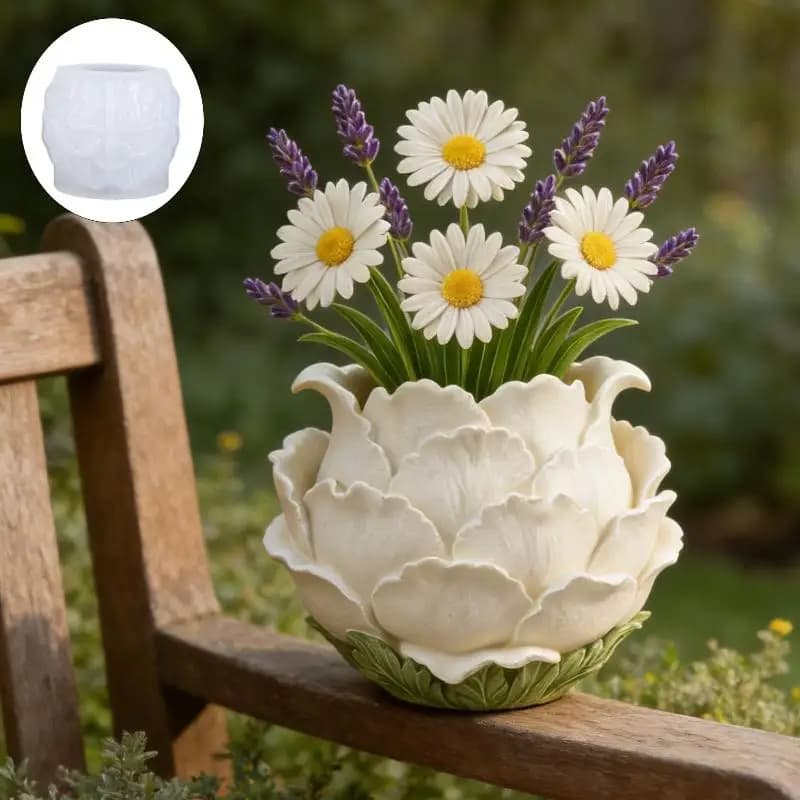 3D Handmade Peony Flower Pot Silicone Mold for DIY Light Luxury Style Resin Planter Home Decor