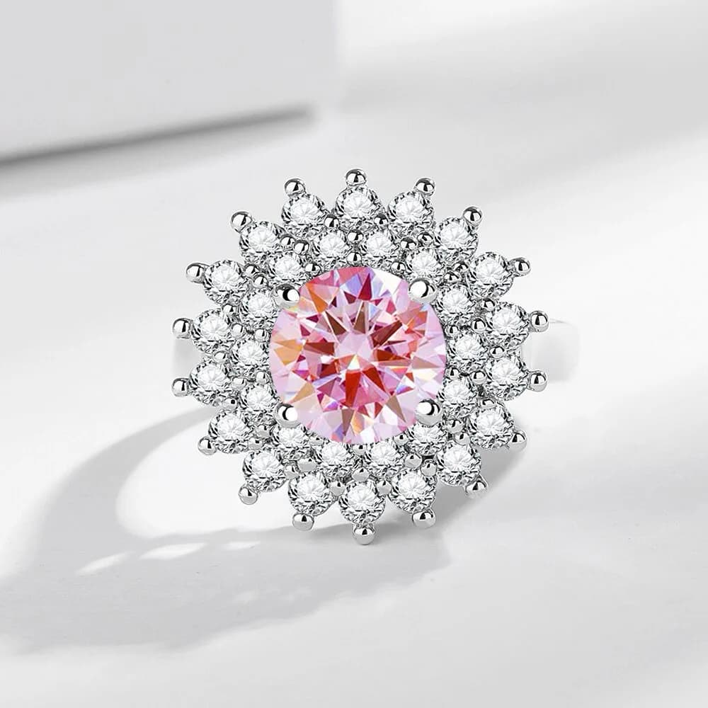 Anello in argento sterling 925 alla moda, leggero, di lusso, con otto cuori e otto frecce, girasole, con apertura regolabile in due carati, regalo di compleanno