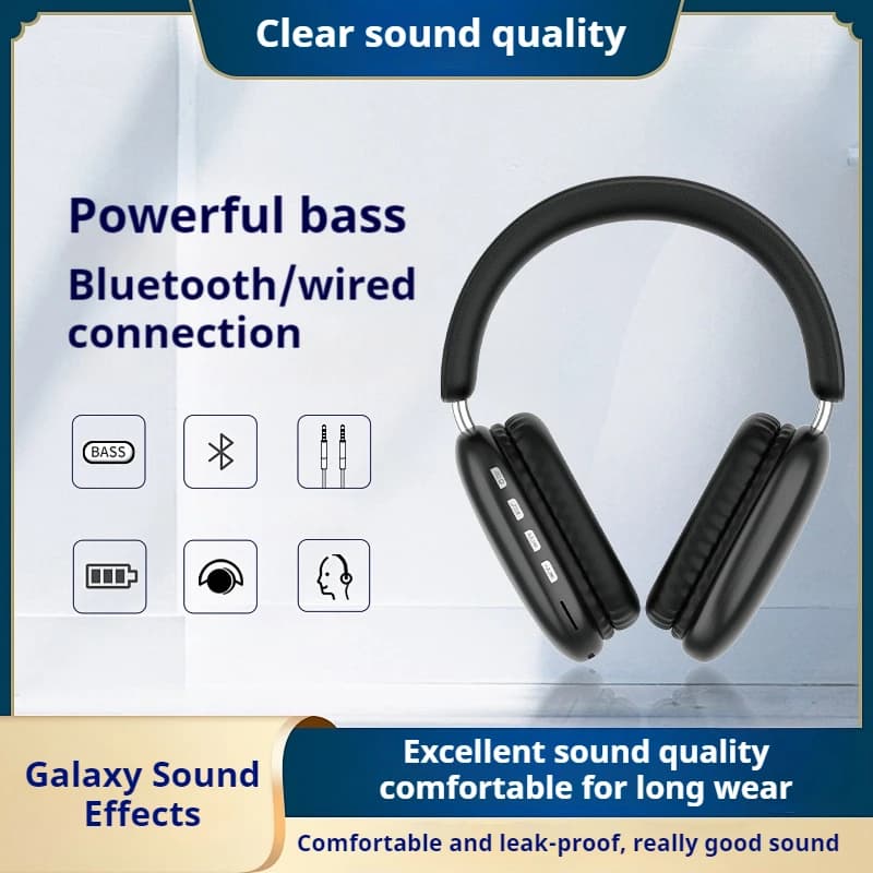 Choice Bluetooth Headphones Over Ear HiFi Wireless Headphones 3D Stereo Surround Headset Support TF Card for Gaming Running 12H