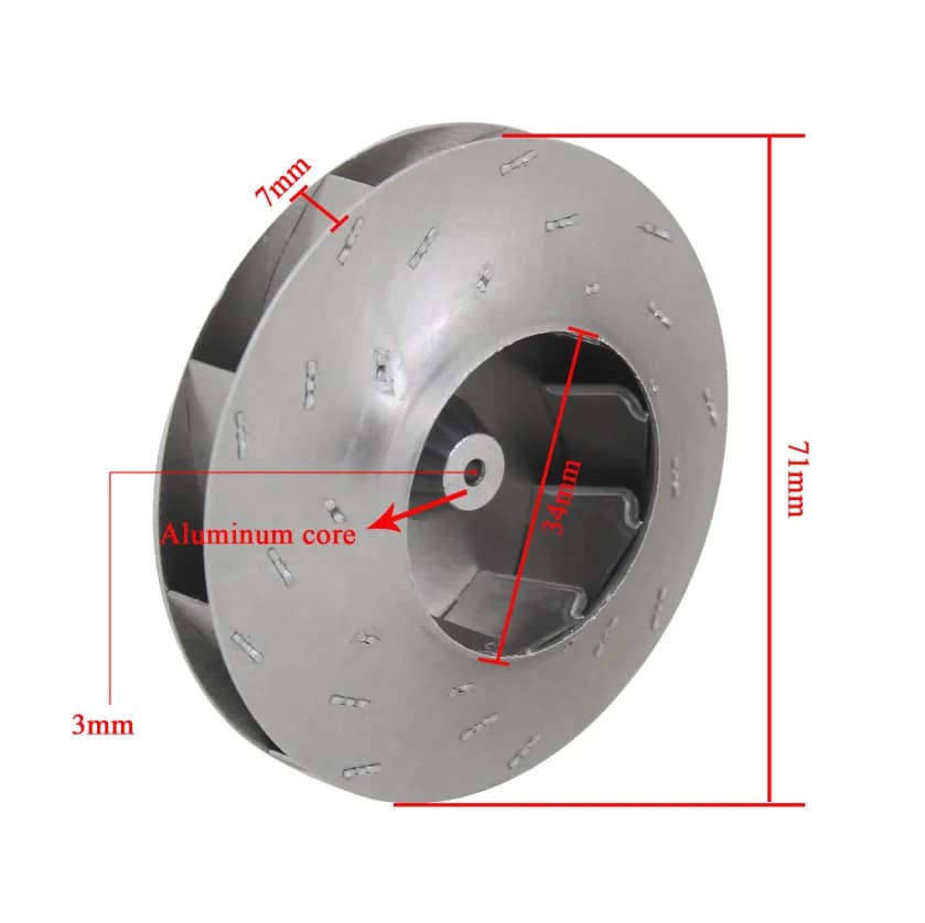 Motori girante ventola pulitore Pala ventola girante in alluminio 71mm 62mm per parti aspirapolvere Aspirapolvere
