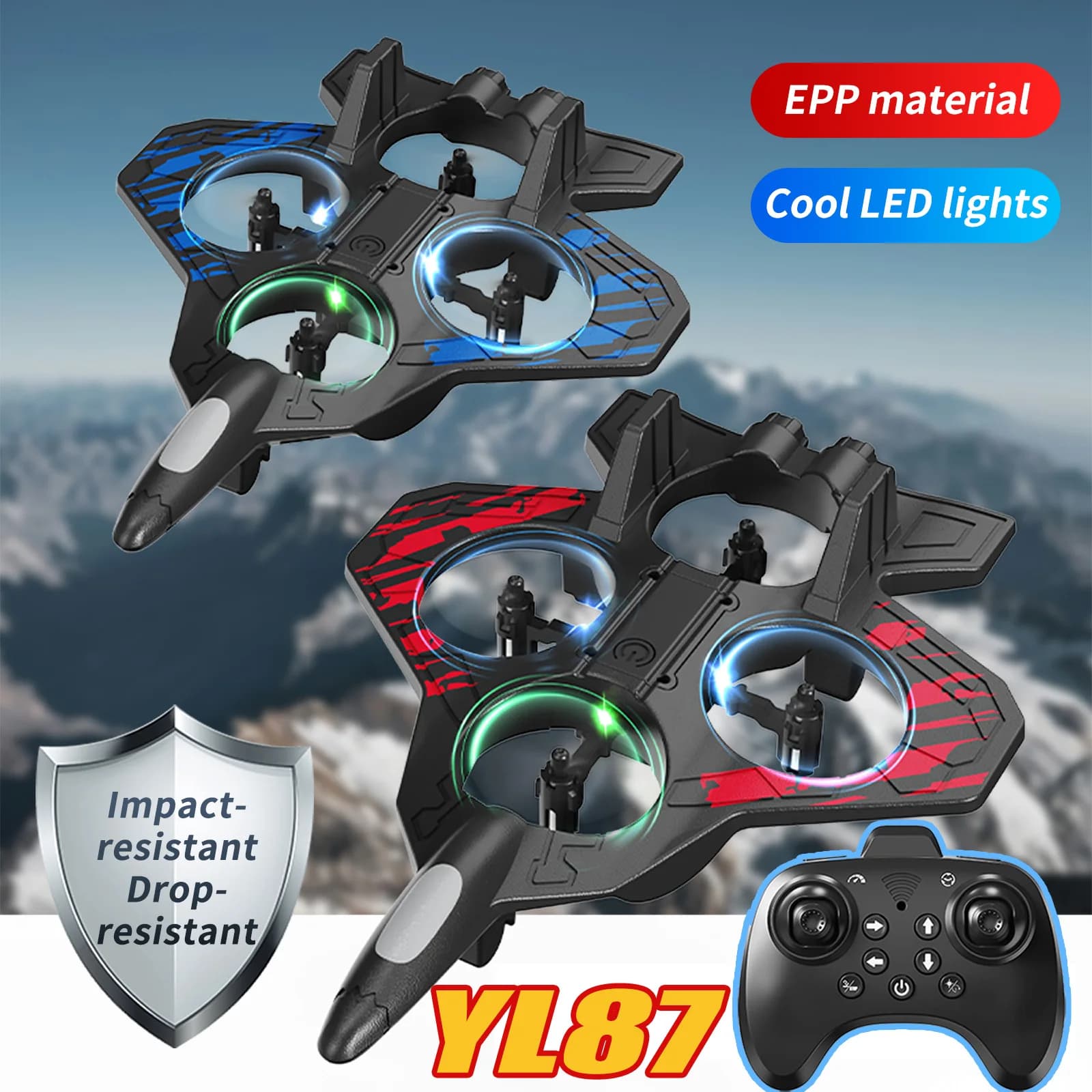 Aereo Telecomandato YL87 2.4G con Luci LED, Aliante in Schiuma EPP Resistente, Giocattolo Volante per Bambini, Ottima Idea Regalo