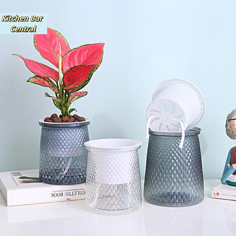 【Vaso per piante autoirrigante a doppio strato in plastica trasparente, vaso per fiori idroponico automatico per piante in vaso, decorazione per la casa】