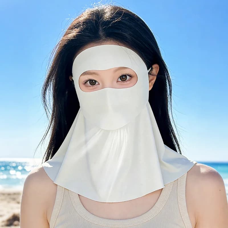 Maschera Protettiva in Seta Ghiaccio per Viso e Collo, Traspirante, per Donna, Protezione Solare Completa per Sport all'Aperto, Ciclismo, Golf