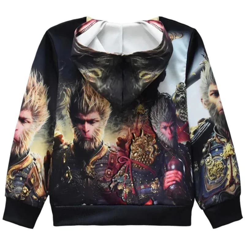 New game Mythology Black - Wukong Digital Printing Hooded Jacket with Hinge for Kids Large Clothing for Kids Top Kn.7