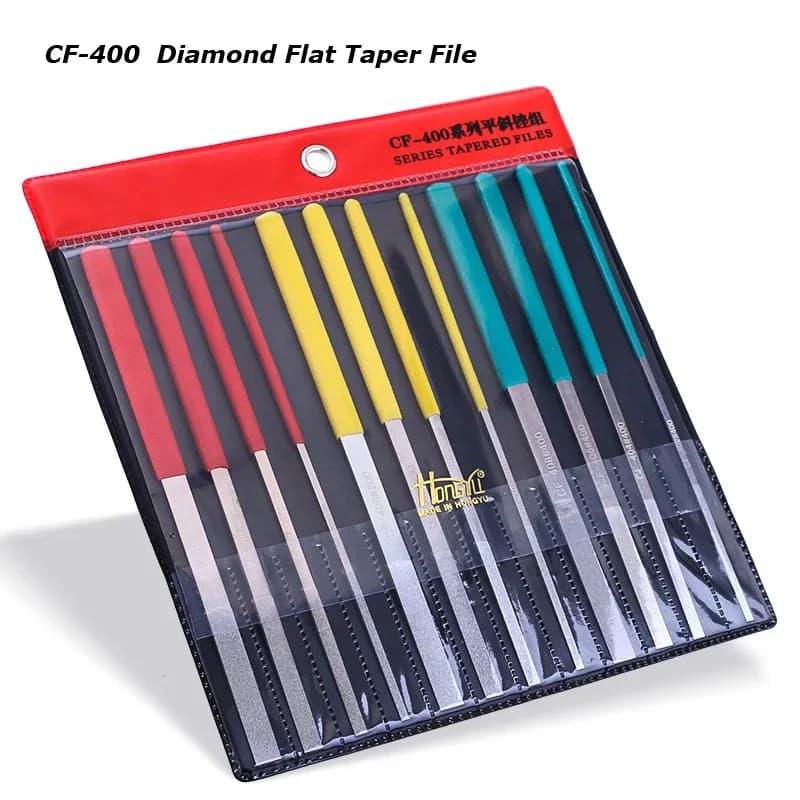 Set di lime piatte con ago diamantato da 12 pezzi CF-400 per gioielli ceramica intaglio del legno lucidatura riparazione stampo taglio utensili manuali fai da te