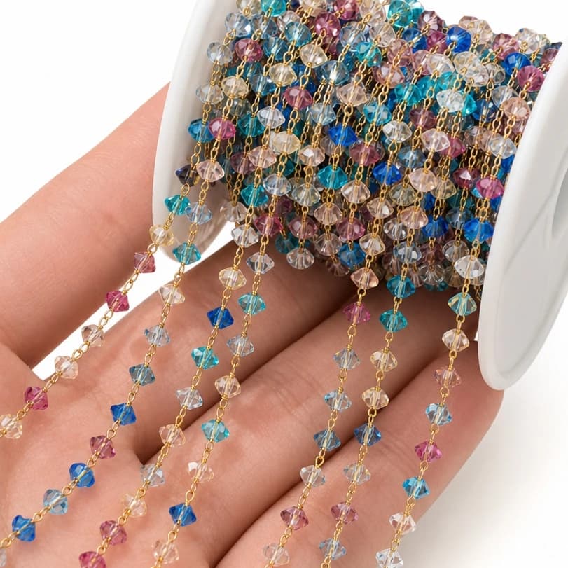 0.5meter/1meter Natural Stone Bead Bulk Chain for Jewelry Making Gold Plated Stainless Steel Paperclip Chain Necklace Chains
