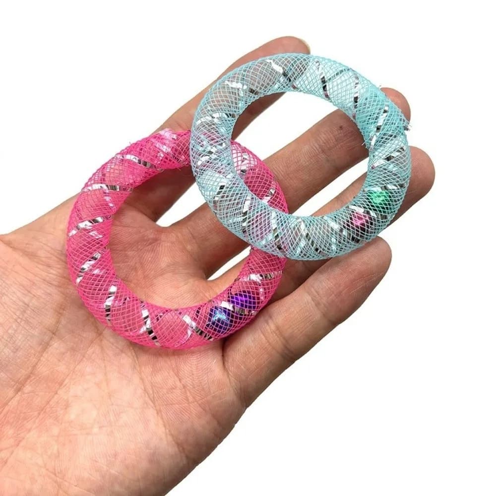 5Pcs Bell Sounds Circle Bell Cat Soft Mesh Bite Resistant Self Play Cat Bouncing Spring Colorful Cat Interactive Grid Tube