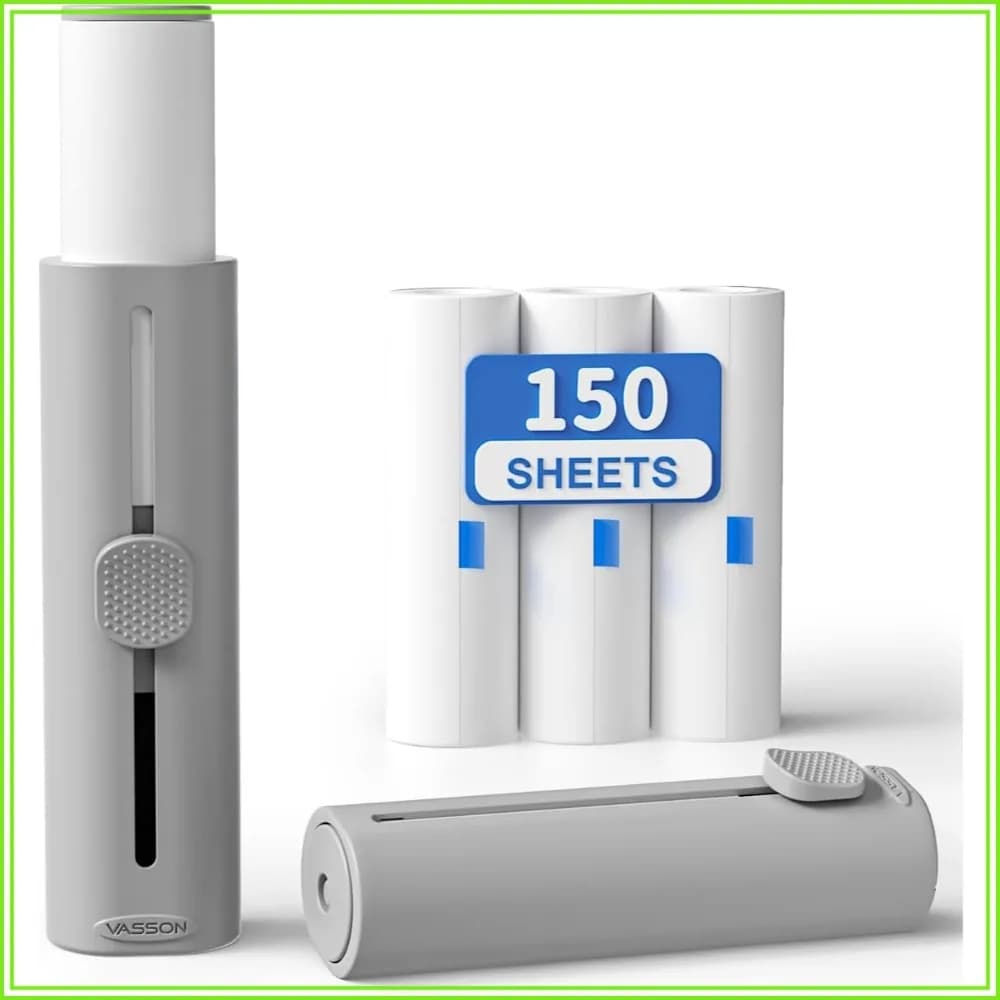 Mini Lint Roller for Pet Hair - 150 Sheets (3 Rolls x 50) - Travel Lint Remover for Clothes, Furniture, Fuzz - Value Pack (1 Roller + 3 Refills)