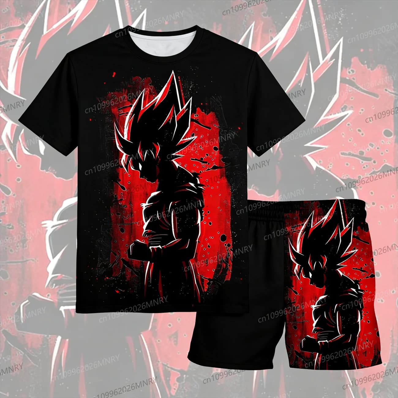 Men's suit Dragon Ball Z, Japanese cartoon, T-shirts and shorts, set two pieces, Men's summer t-shirt + shorts, top set for children