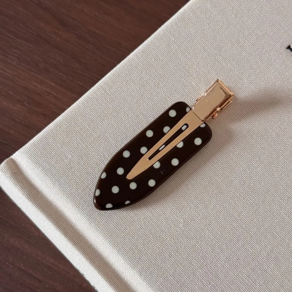 Sweet Black White Polka Dot Hair Clip Wave Point Elegant Cute Barrette Acetic Acid Non-Slip Side Clip Daily Wear