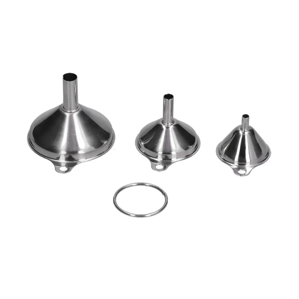 Set di 3 Imbuti da Cucina in Acciaio Inossidabile, Resistenti, per Alimenti, per Riempire Bottiglie, Dispenser di Liquidi, Colore Argento, Uso Intensivo