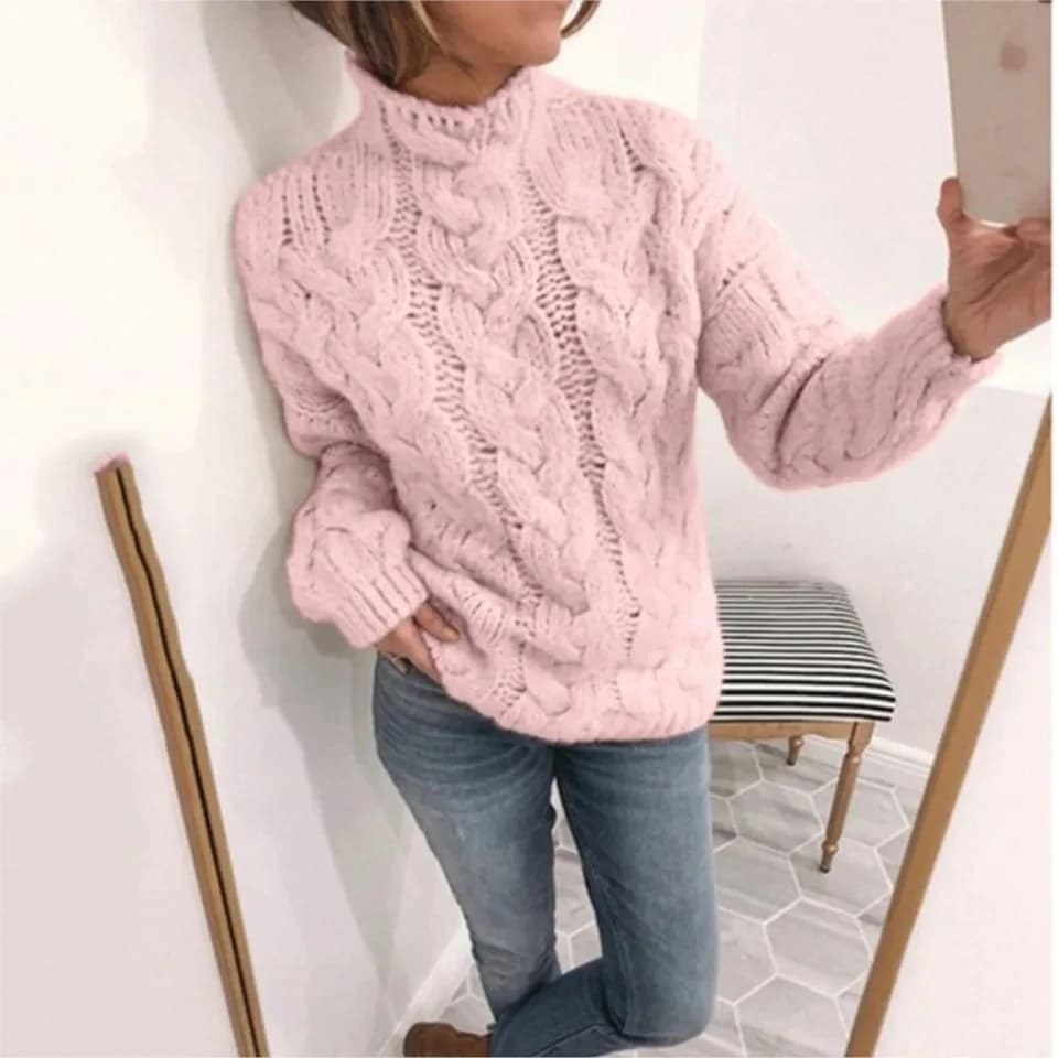Nuovo Maglione Invernale da Donna con Collo Semi-Alto, Maniche Lunghe, Elegante e alla Moda, Casual e Versatile