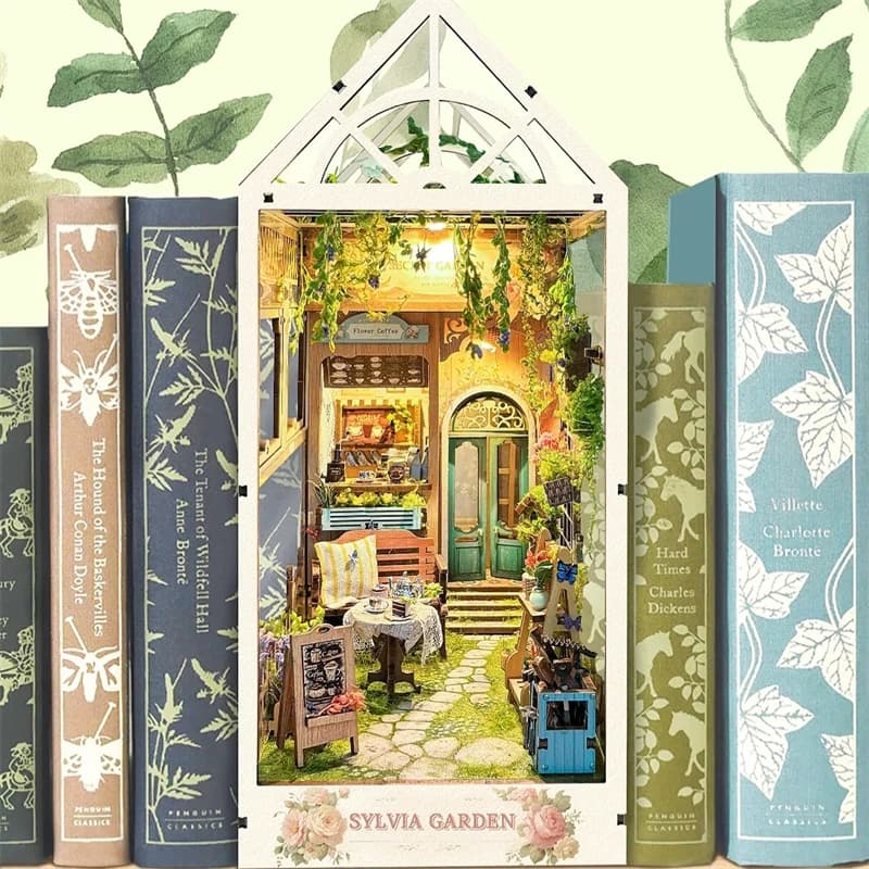 Scaffale per libri in legno fai-da-te Inserto per scaffali Kit di costruzione in miniatura Fermalibri Scaffale per libri da giardino Sylvia Casa delle bambole per regali di compleanno degli amici
