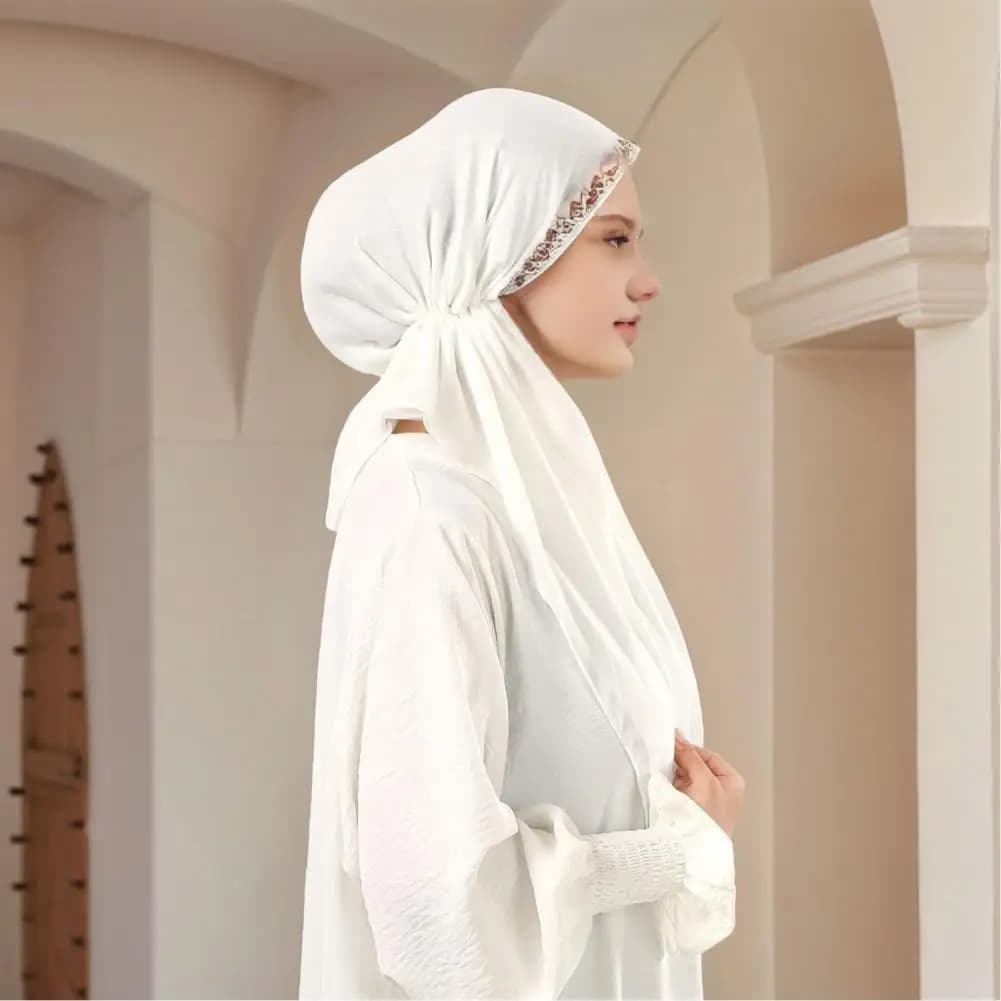 Rhinestone Turban Hat Breathable Elastic Fabric Adjustable Headwrap Headscarf Soft Outdoor Travel Photography Women Headwear