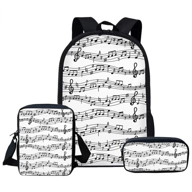 Harajuku Piano Keyboard Musical Notes 3pcs/Set Backpack 3D Print School Student Bookbag Laptop Daypack Shoulder Bag Pencil Cases