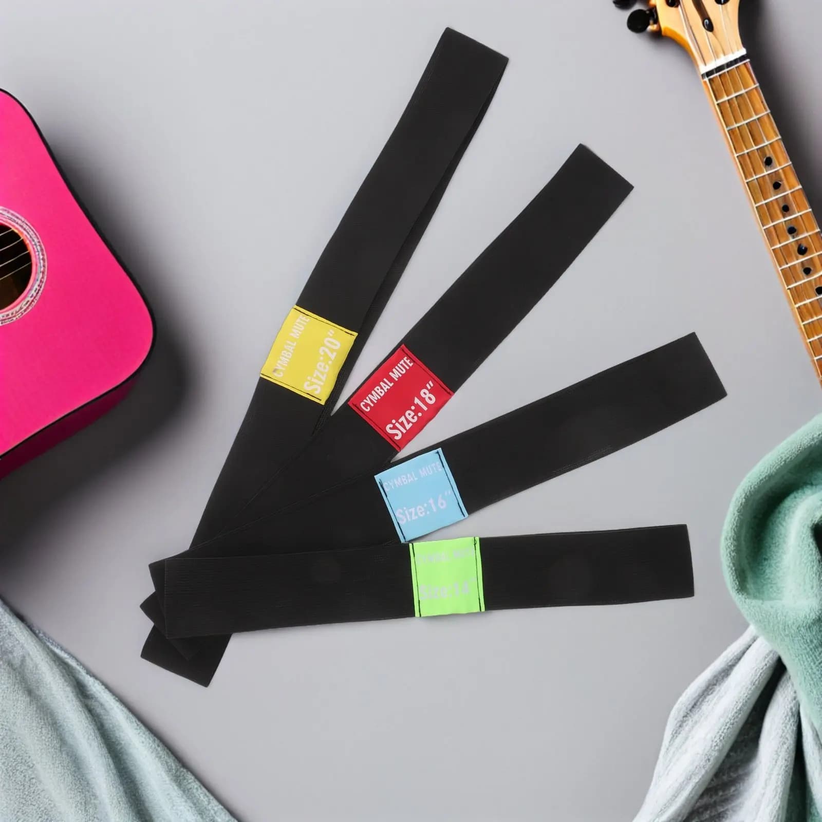 8 Pcs Cymbal Mute Circle Bass Pads Accessories Drum Parts Practice Silencers Belt Elastic Protection Stripe Quiet Drumming