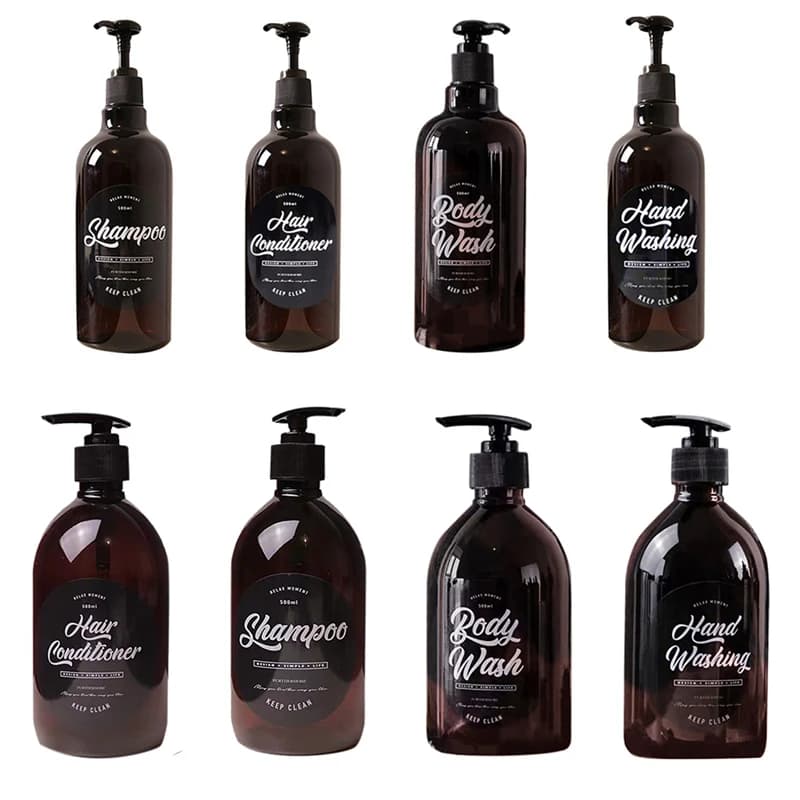 Dispenser per bottiglie con pompa vuota da 500ml Dispenser portatile per lozione per Shampoo flacone per pompa a mano contenitori riutilizzabili per olio da massaggio, sapone liquido
