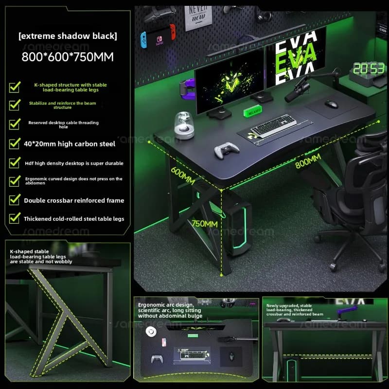Home Office Esports Gaming Desk with Laptop Stand Student Computer Desk Chair Set for Rental Room