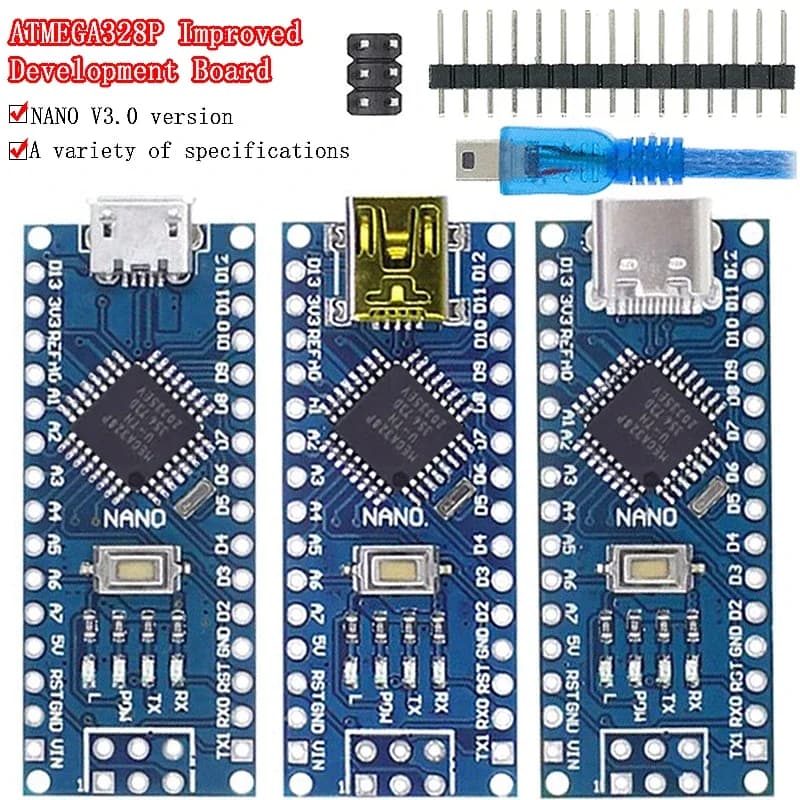 Mini / Type-C / Micro USB Nano 3.0 con bootloader compatibile, controller Nano per Arduino, driver USB CH340, 16Mhz ATMEGA328P
