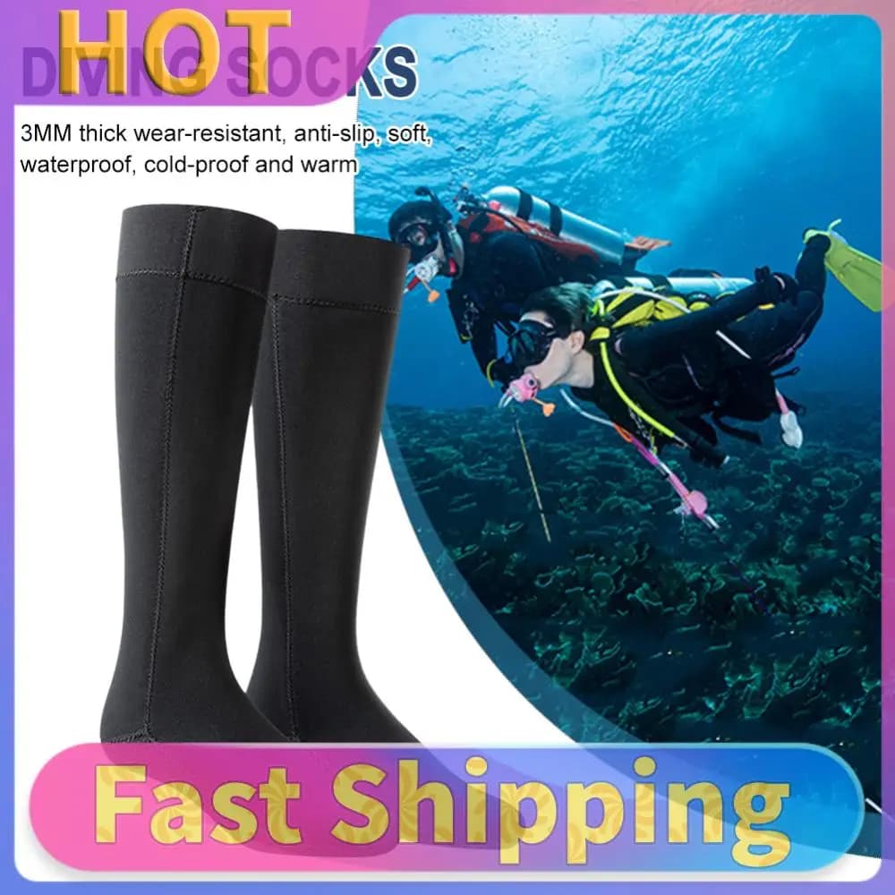 3 mm snorkeling and underwater fishing socks, winter warm, unisex, non-slip, neoprene, resistant and lightweight for water sports