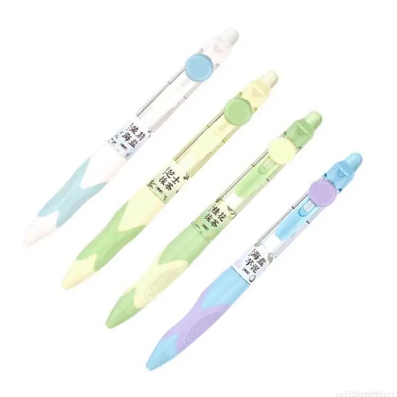 D5BB Set 4 penne a con inchiostro da 0,5 mm, penna a punta fine per esami, ufficio, scuola, scrittura, liscia, set