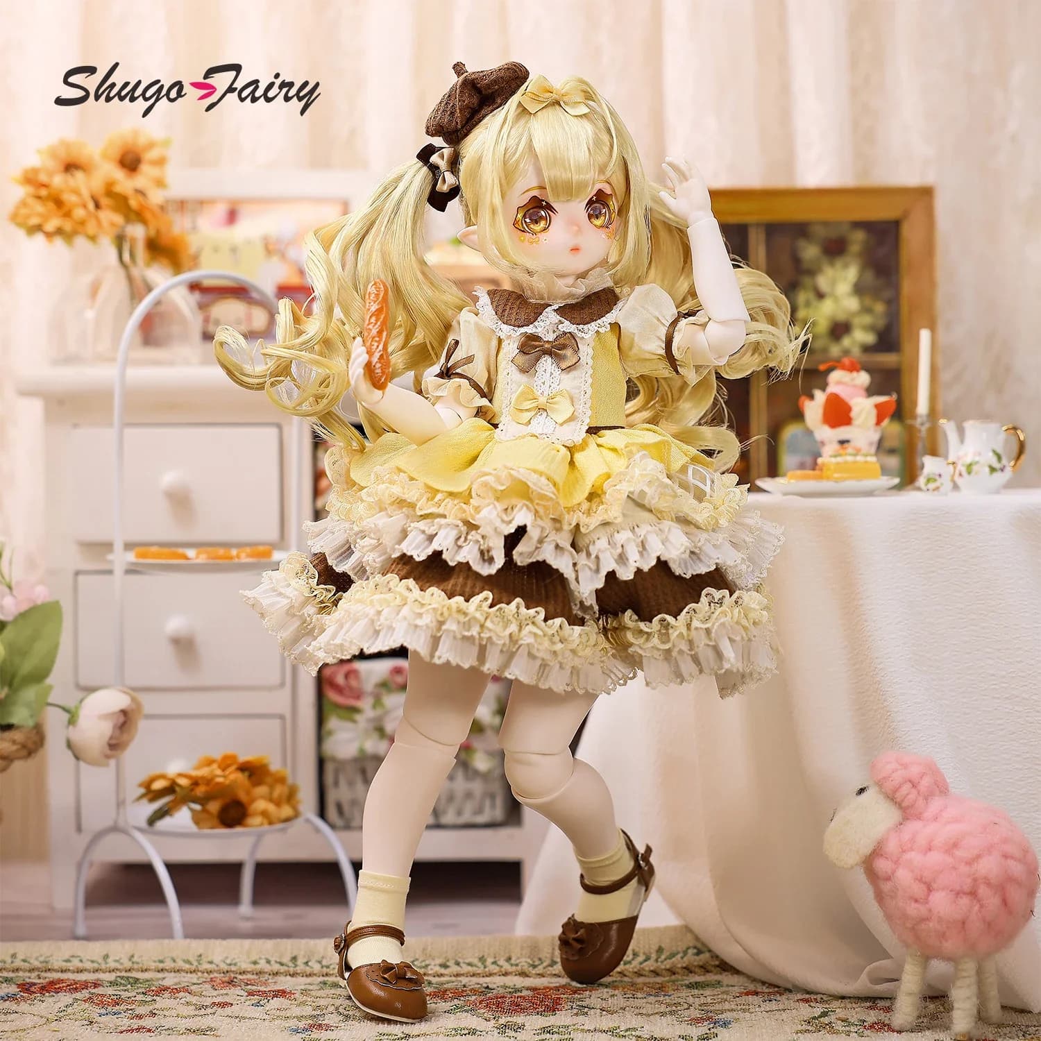 Shugafairy Originale 1/4 BJD Makoto B Budino Dolce Tema Dipinto A Mano Dessert Trucco e Corpo Snodato Set Completo Resina Arte bambola