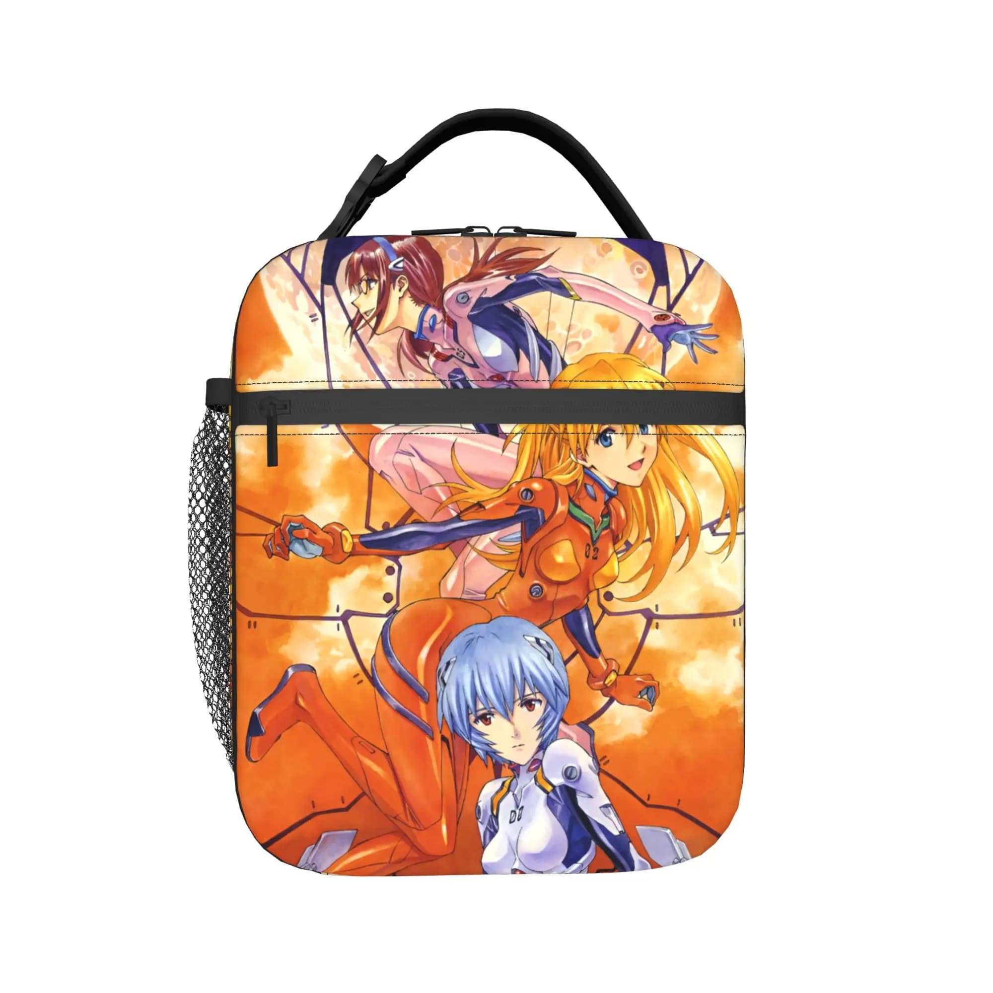 Custom E-Evangelions Portable Lunch Box Waterproof Mecha Style Doomsday Animation Cooler Thermal Food Insulated Lunch Bag School