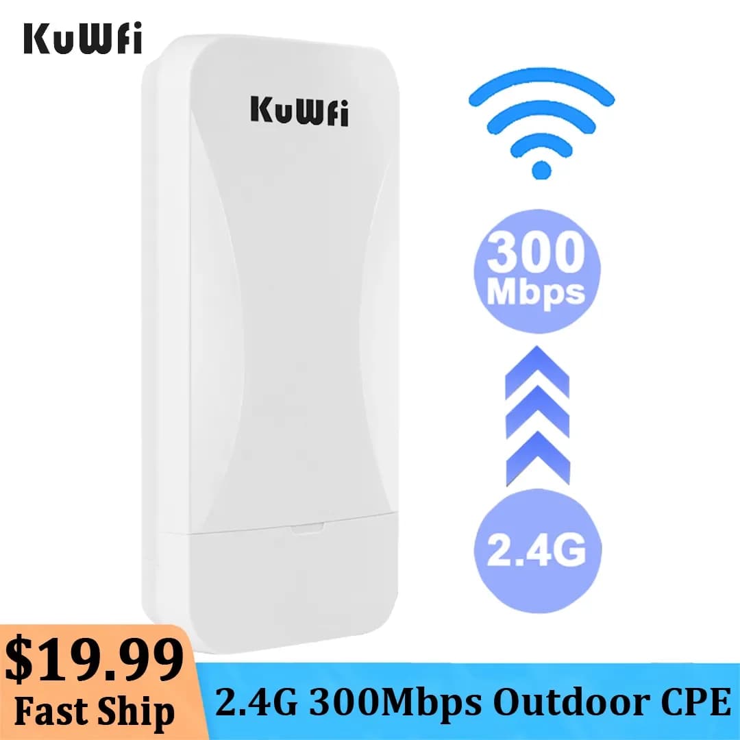 KuWfi Outdoor Wifi Bridge 1KM 2.4G 300Mbps Router wireless Extender a lungo raggio AP CPE Router Kit Ponte wireless Ripetitore Wifi