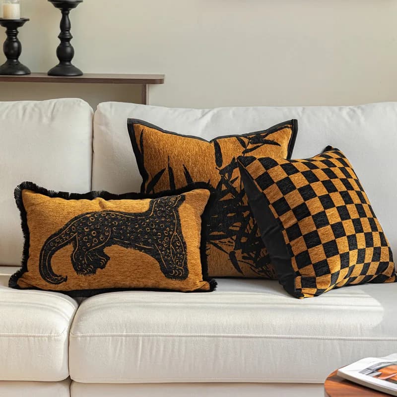 Modern Medieval Style Abstract Leopard Jacquard Pillow Case Luxury Square Cushion Cover For Living Room Sofa Couch 30x50 45x45cm
