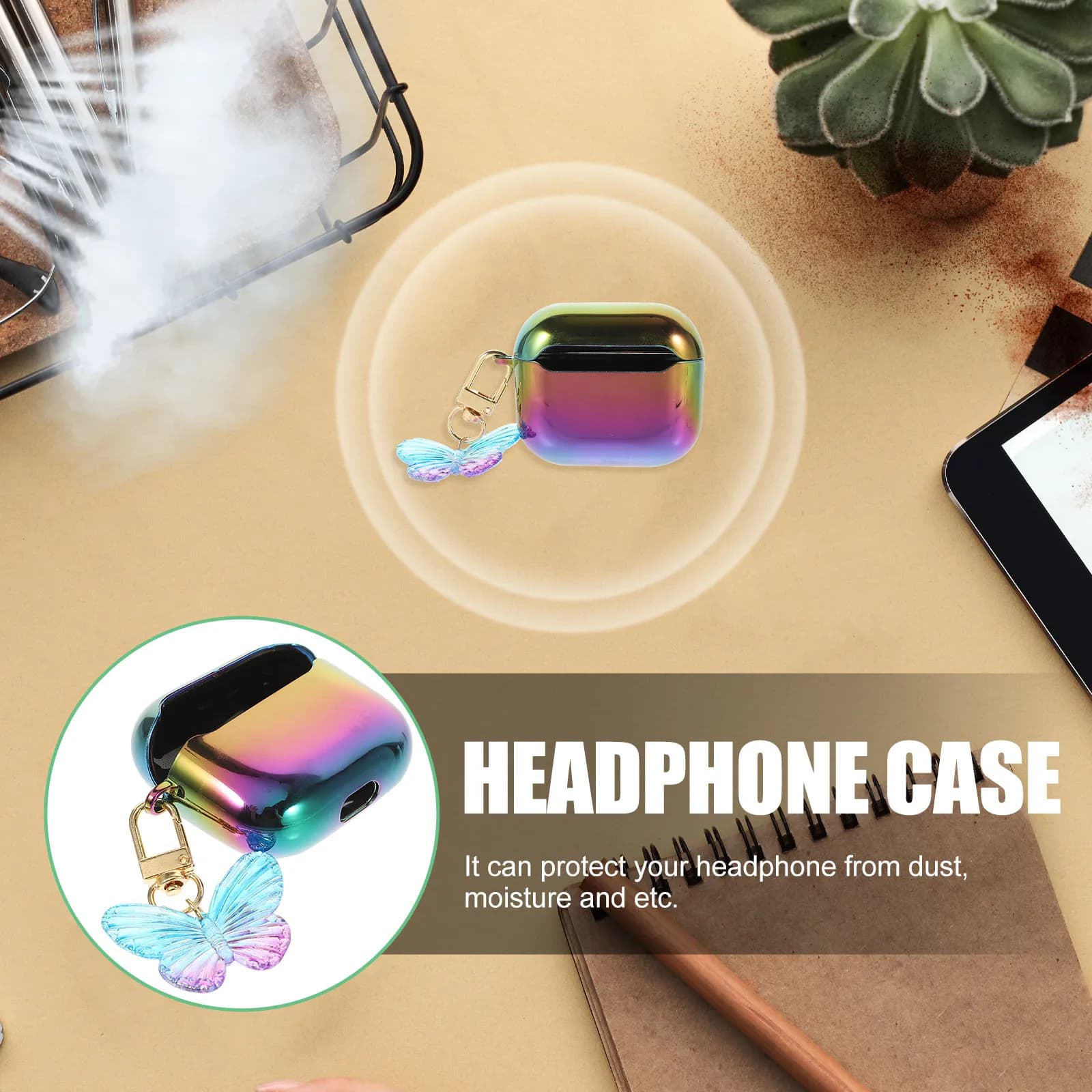 Custodia Protettiva Portatile per Auricolari con Portachiavi, Compatibile con Auricolari Wireless di Ultima Generazione