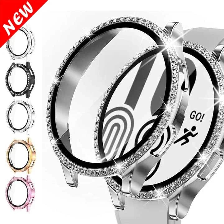 Custodia protettiva per Samsung Galaxy Watch 6 5 4 40mm 44mm custodia PC single row diamond encrusted shiny cover bumper no glass