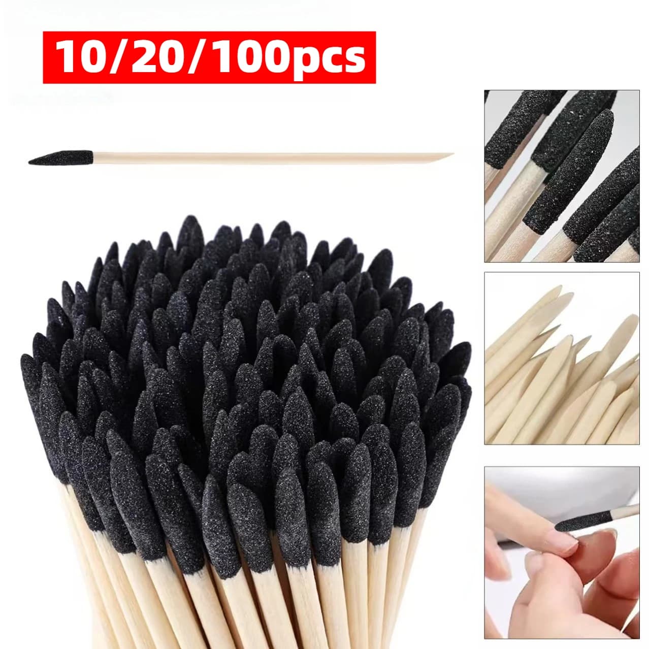 10-100PCS Bastoncini abrasivi per dettagli fini Ramoscelli Matchstick Strumenti di levigatura durevoli per modelli in plastica, lucidatura del legno e hobby fai da te