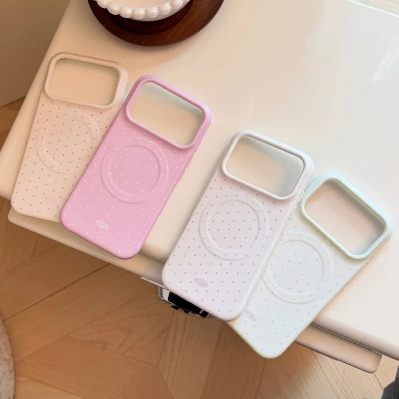 Custodia Magnetica a Pois Color Caramella per iPhone 17 Pro 16 15 Pro 14 Max Cover Carina Compatibile con Magsafe Custodia in Silicone 17Pro