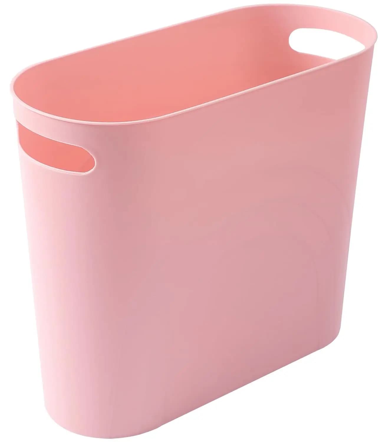 3.5 Gallon Slim Trash Can with Handles, Plastic Waste Basket for Narrow Spaces Bathroom Kitchen Office, Rosette Pink