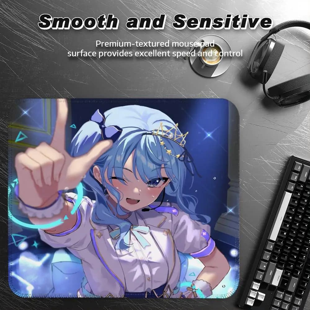 Hoshimachi Suisei Mouse Pad Accessori per ufficio Gaming Piccolo tappetino per mouse Tappetino da scrivania Tappetino per ufficio Tappetini per giocatori Gadget anime Computer Maus