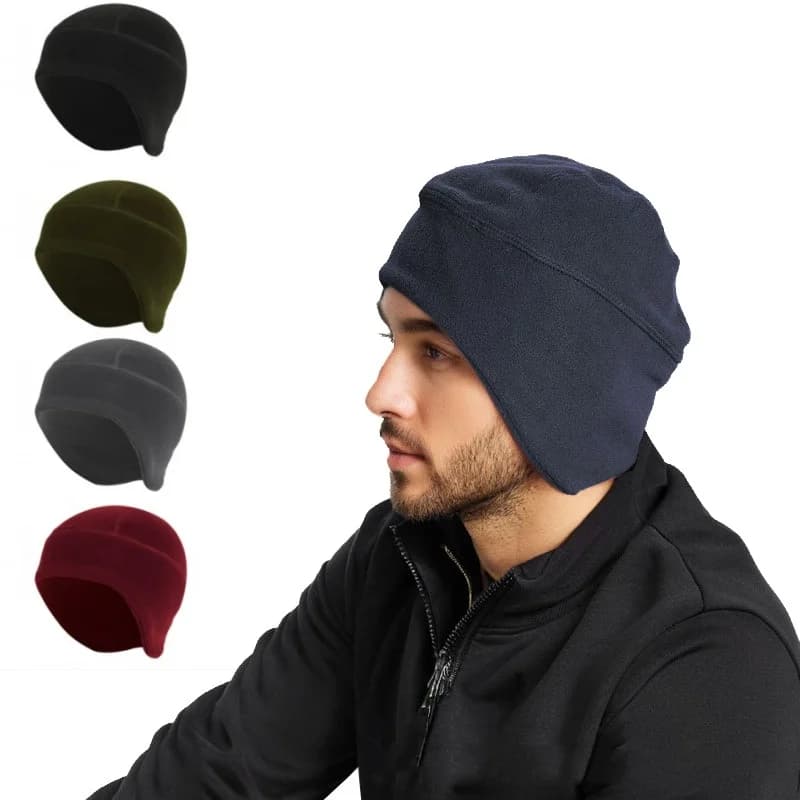 Cappello con copertura per le orecchie in pile termico da ciclismo per moto Cappello invernale da corsa per sport all'aria aperta Berretto caldo per escursionismo Sci Neve sotto il casco