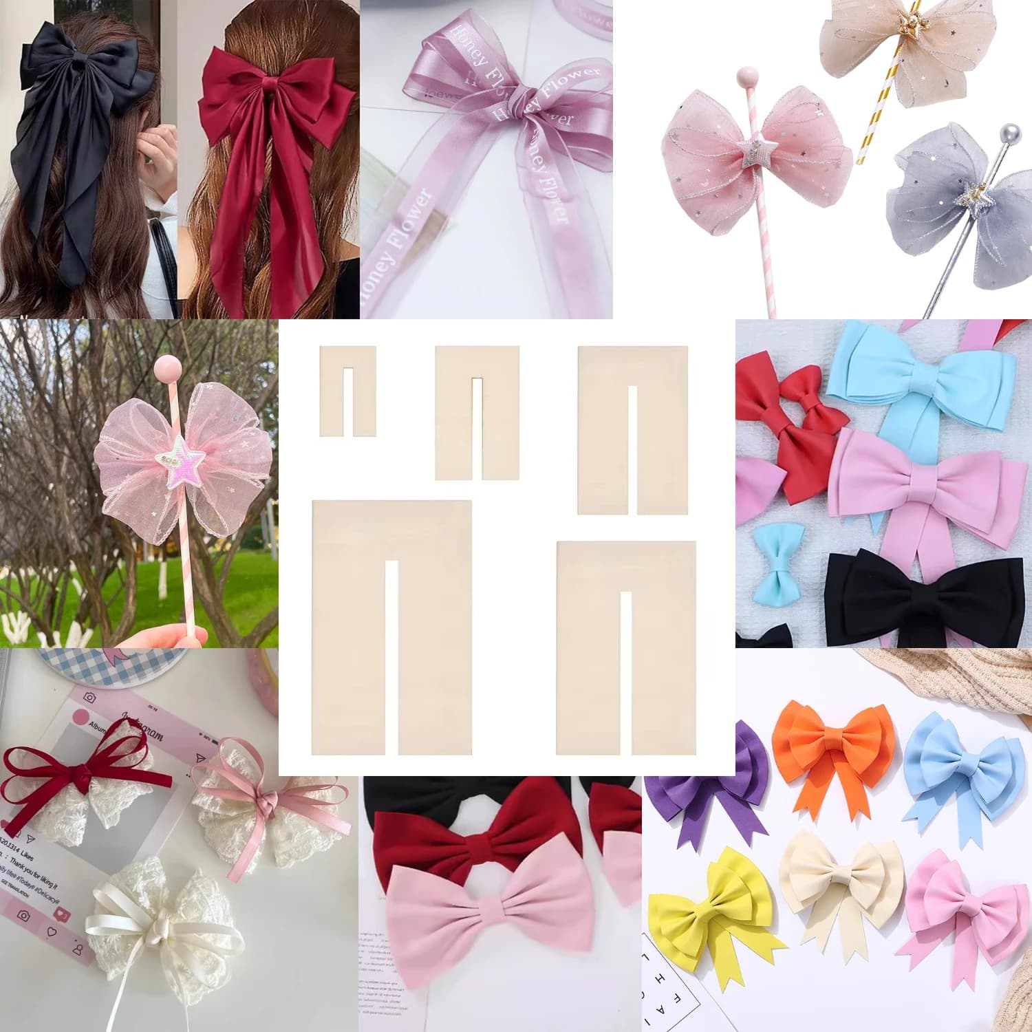5pcs Wooden Bow Maker Templates - Bowknot Maker Wood Board with DIY Crafting - Pre-Cut Bow Tie Making for Sewing & Ribbon Bows