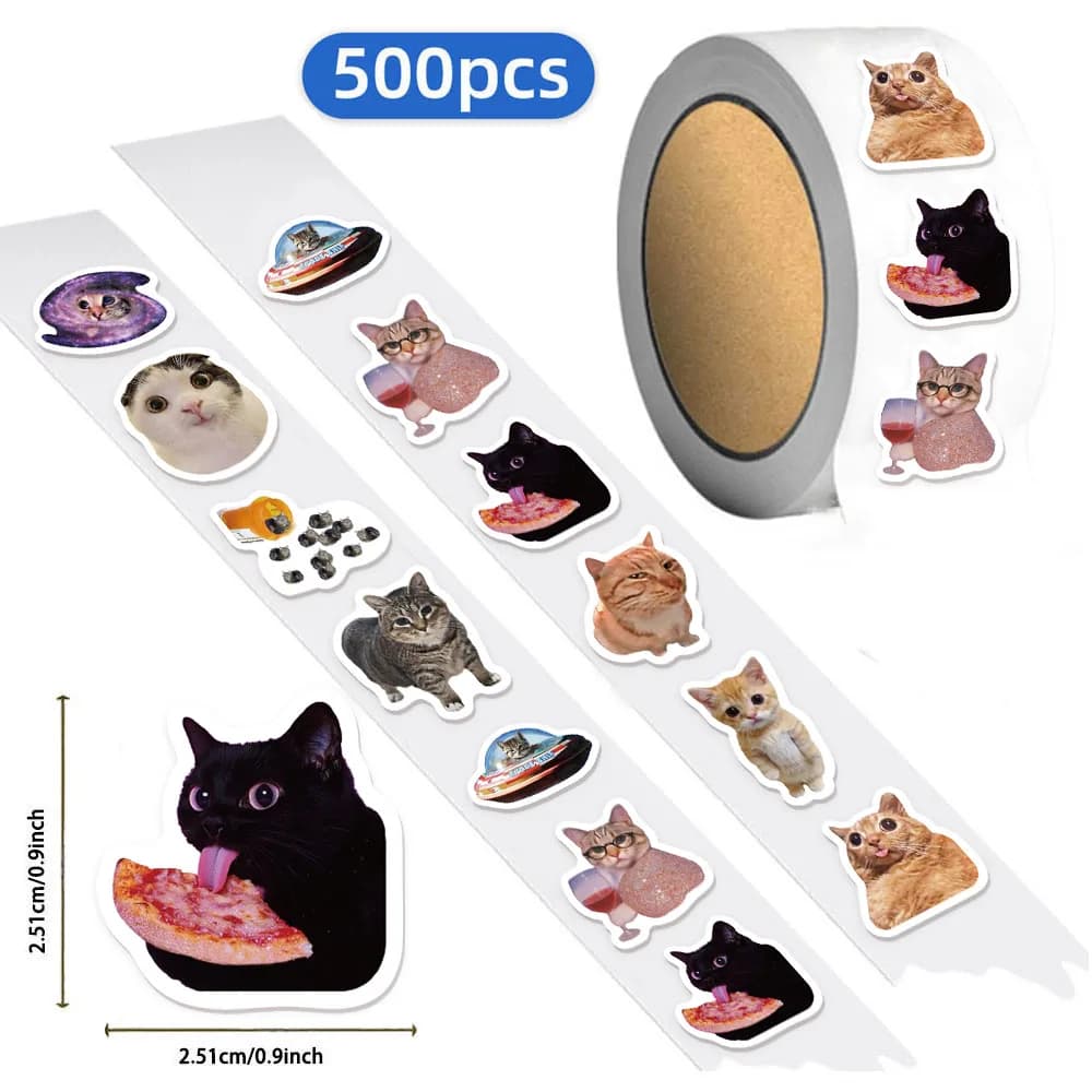 500 pz/rotolo nastro adesivo cartone animato simpatico gatto decorazione lettera sigillo adesivo ricompensa per notebook di cancelleria per bambini