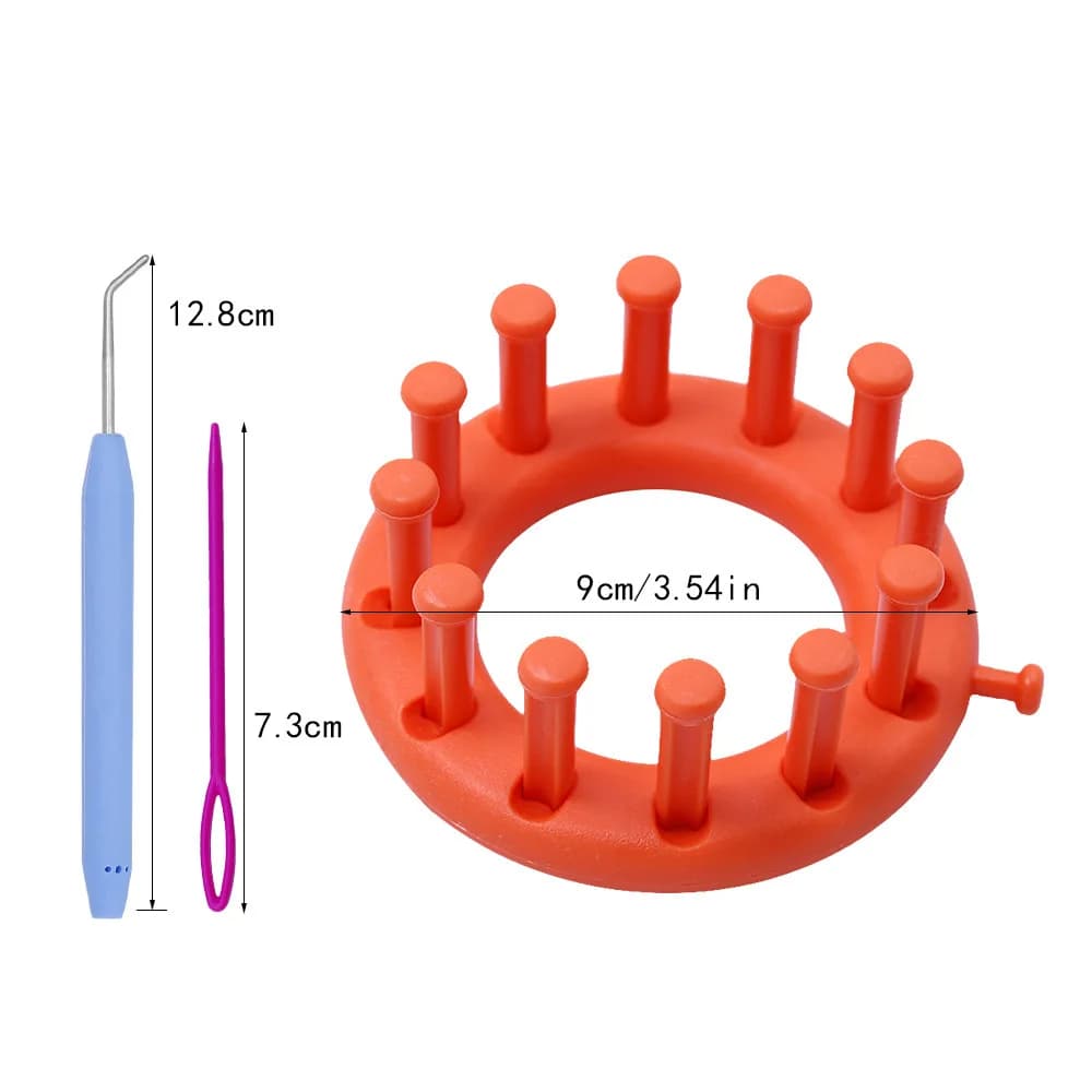 DIY Hand Weaving Tools Round Plastic Loom with Crochet Hook Needle for Handmade Hats Scarves Shawls & Home Crafts