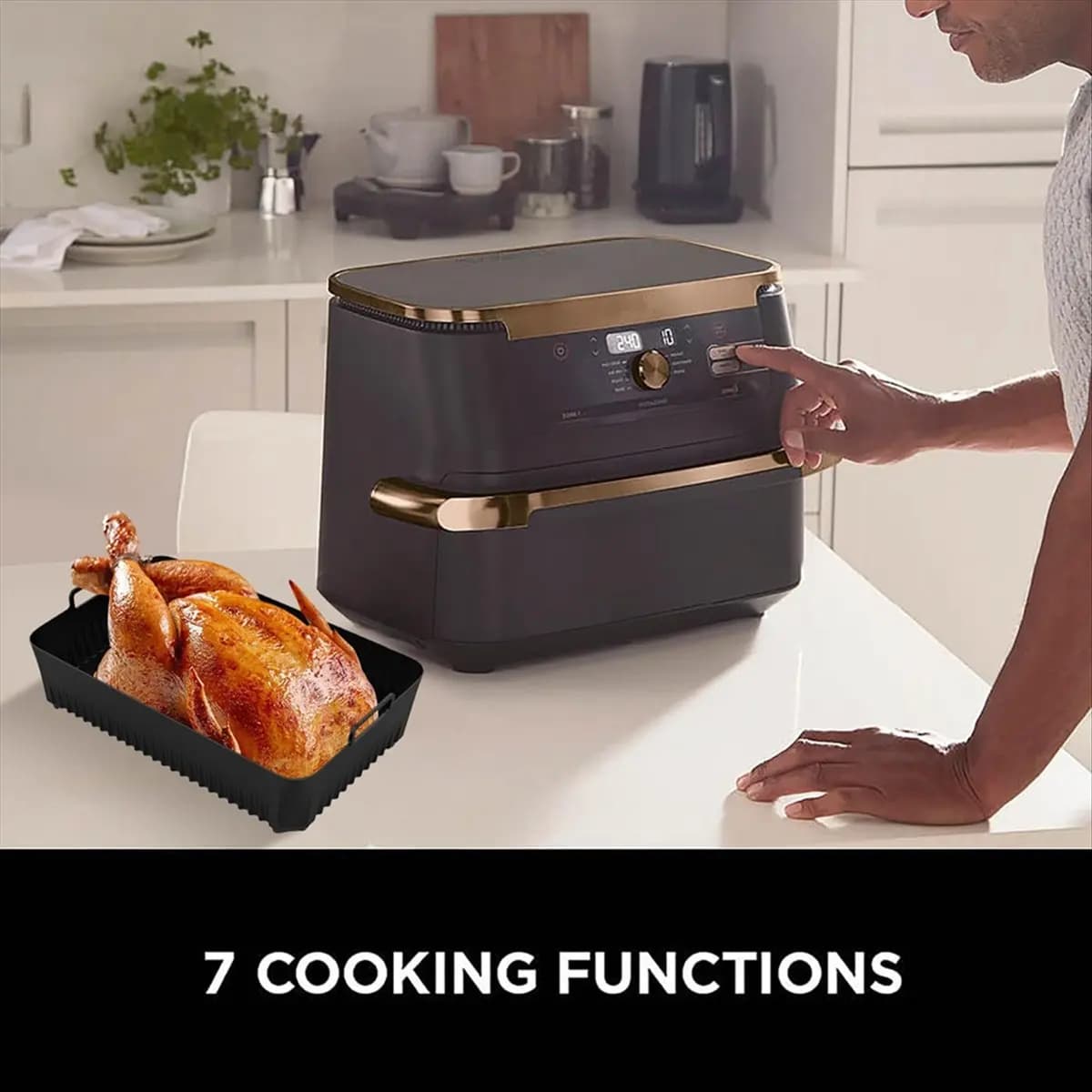 (ABUB) 2 Pezzi Rivestimenti in Silicone per Friggitrice ad Aria Ninja AF500, Accessori Antiaderenti per Cestello Friggitrice ad Aria, Rivestimenti Riutilizzabili per AirFryer