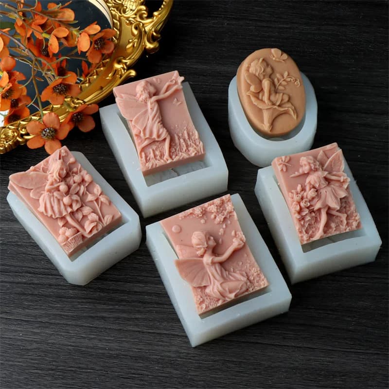 Stampo in Silicone 3D a Forma di Elfo, Angelo, Ragazza, Rosa, Farfalla per Sapone, Candele, Resina e Gesso - Strumento per Creazioni Artigianali Fai da Te