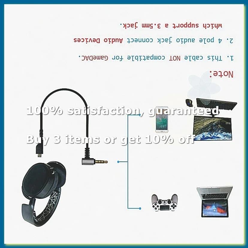 Audio Cable Flexible Stereo Gaming Headset Cord Replacement for /5/7 Pro Gaming Headset