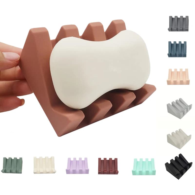 Portasapone in silicone con dispenser, scatola portasapone inclinata con scarico, porta sapone da bagno, porta spugna da cucina