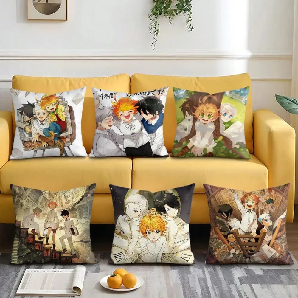 The Promised N-Neverland Cushion Cover Soft Short Plush Double-Sided Printing Home Decor Machine Washable Pillow Case Gift