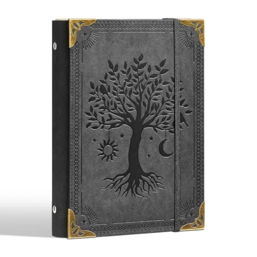 PU Leather 6 Ring Refillable Journal No Refill Paper Planner Loose Leaf for Notebook 5.7"x8.3" with Elastic Closure