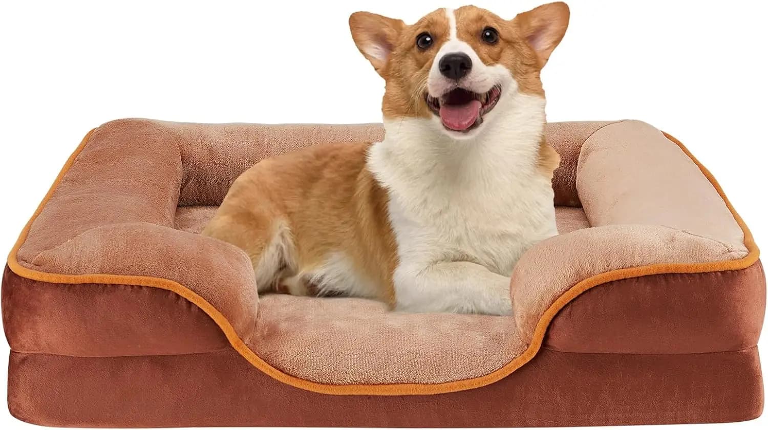 Large Orthopedic Cush for Dogs with Memory Foam, Waterproof Washable Coating and Anti-slip Fund for a Home Animal Relaxing Sleep (35x25, Brown)